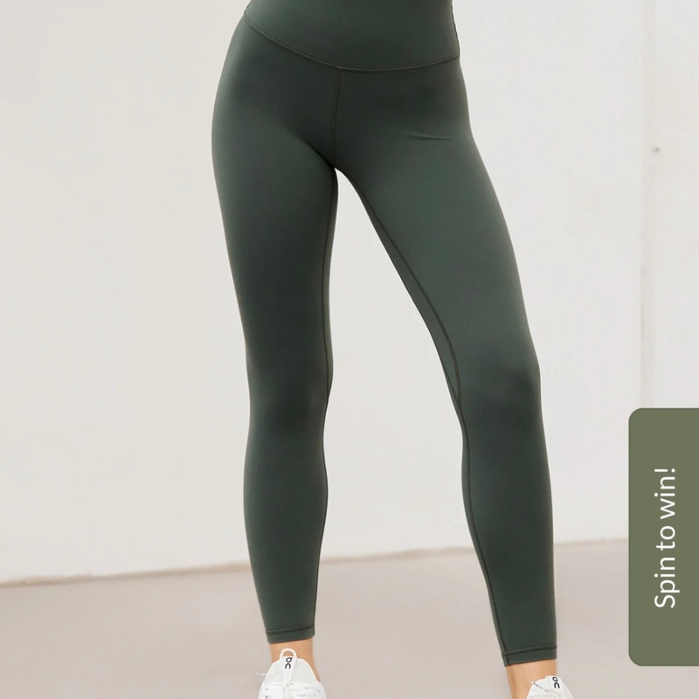 Army Green Middle Waisted Leggings 25”
